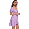 image:imageLYANER Womens Square Neck Ruffle Mini Dress Off The Shoulder Short Sleeve A Line Flowy Graduation DressesLilac Purple