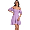 image:imageLYANER Womens Square Neck Ruffle Mini Dress Off The Shoulder Short Sleeve A Line Flowy Graduation DressesLilac Purple