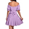 image:imageLYANER Womens Square Neck Ruffle Mini Dress Off The Shoulder Short Sleeve A Line Flowy Graduation DressesLilac Purple