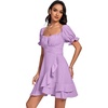 image:imageLYANER Womens Square Neck Ruffle Mini Dress Off The Shoulder Short Sleeve A Line Flowy Graduation DressesLilac Purple