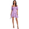 image:imageLYANER Womens Square Neck Ruffle Mini Dress Off The Shoulder Short Sleeve A Line Flowy Graduation DressesLilac Purple