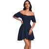 image:imageLYANER Womens Square Neck Ruffle Mini Dress Off The Shoulder Short Sleeve A Line Flowy Graduation DressesNavy Blue