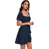 image:imageLYANER Womens Square Neck Ruffle Mini Dress Off The Shoulder Short Sleeve A Line Flowy Graduation DressesNavy Blue