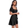 image:imageLYANER Womens Square Neck Ruffle Mini Dress Off The Shoulder Short Sleeve A Line Flowy Graduation DressesPure Black