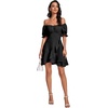 image:imageLYANER Womens Square Neck Ruffle Mini Dress Off The Shoulder Short Sleeve A Line Flowy Graduation DressesPure Black