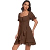 image:imageLYANER Womens Square Neck Ruffle Mini Dress Off The Shoulder Short Sleeve A Line Flowy Graduation DressesPure Dark Brown
