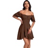 image:imageLYANER Womens Square Neck Ruffle Mini Dress Off The Shoulder Short Sleeve A Line Flowy Graduation DressesPure Dark Brown
