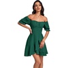 image:imageLYANER Womens Square Neck Ruffle Mini Dress Off The Shoulder Short Sleeve A Line Flowy Graduation DressesPure Dark Green