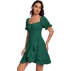 image:imageLYANER Womens Square Neck Ruffle Mini Dress Off The Shoulder Short Sleeve A Line Flowy Graduation DressesPure Dark Green