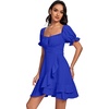 image:imageLYANER Womens Square Neck Ruffle Mini Dress Off The Shoulder Short Sleeve A Line Flowy Graduation DressesPure Royal Blue