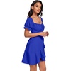 image:imageLYANER Womens Square Neck Ruffle Mini Dress Off The Shoulder Short Sleeve A Line Flowy Graduation DressesPure Royal Blue