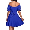 image:imageLYANER Womens Square Neck Ruffle Mini Dress Off The Shoulder Short Sleeve A Line Flowy Graduation DressesPure Royal Blue