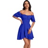 image:imageLYANER Womens Square Neck Ruffle Mini Dress Off The Shoulder Short Sleeve A Line Flowy Graduation DressesPure Royal Blue
