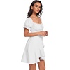 image:imageLYANER Womens Square Neck Ruffle Mini Dress Off The Shoulder Short Sleeve A Line Flowy Graduation DressesPure White