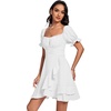 image:imageLYANER Womens Square Neck Ruffle Mini Dress Off The Shoulder Short Sleeve A Line Flowy Graduation DressesPure White