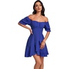 image:imageLYANER Womens Square Neck Ruffle Mini Dress Off The Shoulder Short Sleeve A Line Flowy Graduation DressesRoyal Blue