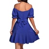 image:imageLYANER Womens Square Neck Ruffle Mini Dress Off The Shoulder Short Sleeve A Line Flowy Graduation DressesRoyal Blue