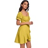 image:imageLYANER Womens Square Neck Ruffle Mini Dress Off The Shoulder Short Sleeve A Line Flowy Graduation DressesYellow