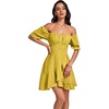 image:imageLYANER Womens Square Neck Ruffle Mini Dress Off The Shoulder Short Sleeve A Line Flowy Graduation DressesYellow