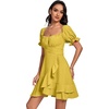 image:imageLYANER Womens Square Neck Ruffle Mini Dress Off The Shoulder Short Sleeve A Line Flowy Graduation DressesYellow