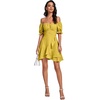 image:imageLYANER Womens Square Neck Ruffle Mini Dress Off The Shoulder Short Sleeve A Line Flowy Graduation DressesYellow