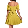 image:imageLYANER Womens Square Neck Ruffle Mini Dress Off The Shoulder Short Sleeve A Line Flowy Graduation DressesYellow