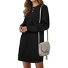 image:imageLYANER Womens Sweatshirt Dress Crewneck Long Sleeve Sweat Shirt Loose Fit Mini Dresses with Pockets Solid Black XLarge