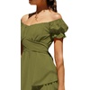 image:imageLYANER Womens Tie Back Off Shoulder Wrap Layer Ruffle A Line Short Sleeve Casual Mini DressArmy Green