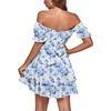 image:imageLYANER Womens Tie Back Off Shoulder Wrap Layer Ruffle A Line Short Sleeve Casual Mini DressBlue White Print