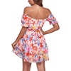 image:imageLYANER Womens Tie Back Off Shoulder Wrap Layer Ruffle A Line Short Sleeve Casual Mini DressFlower White