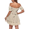 image:imageLYANER Womens Tie Back Off Shoulder Wrap Layer Ruffle A Line Short Sleeve Casual Mini DressKhaki Print