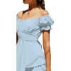 image:imageLYANER Womens Tie Back Off Shoulder Wrap Layer Ruffle A Line Short Sleeve Casual Mini DressLight Blue