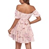 image:imageLYANER Womens Tie Back Off Shoulder Wrap Layer Ruffle A Line Short Sleeve Casual Mini DressPink Floral Print