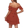 image:imageLYANER Womens Tie Back Off Shoulder Wrap Layer Ruffle A Line Short Sleeve Casual Mini DressPlain Caramel