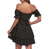 image:imageLYANER Womens Tie Back Off Shoulder Wrap Layer Ruffle A Line Short Sleeve Casual Mini DressPolka Dots Black