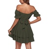 image:imageLYANER Womens Tie Back Off Shoulder Wrap Layer Ruffle A Line Short Sleeve Casual Mini DressPure Army Green