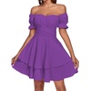 image:imageLYANER Womens Tie Back Off Shoulder Wrap Layer Ruffle A Line Short Sleeve Casual Mini DressPurple
