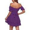 image:imageLYANER Womens Tie Back Off Shoulder Wrap Layer Ruffle A Line Short Sleeve Casual Mini DressSolid Dark Purple