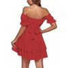 image:imageLYANER Womens Tie Back Off Shoulder Wrap Layer Ruffle A Line Short Sleeve Casual Mini DressSolid Red