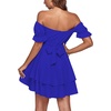 image:imageLYANER Womens Tie Back Off Shoulder Wrap Layer Ruffle A Line Short Sleeve Casual Mini DressSolid Royal Blue