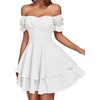 image:imageLYANER Womens Tie Back Off Shoulder Wrap Layer Ruffle A Line Short Sleeve Casual Mini DressSolid White