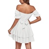 image:imageLYANER Womens Tie Back Off Shoulder Wrap Layer Ruffle A Line Short Sleeve Casual Mini DressSolid White