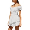 image:imageLYANER Womens Tie Back Off Shoulder Wrap Layer Ruffle A Line Short Sleeve Casual Mini DressWhite