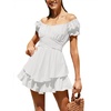 image:imageLYANER Womens Tie Back Off Shoulder Wrap Layer Ruffle A Line Short Sleeve Casual Mini DressWhite