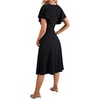 image:imageLYANER Womens Warp V Neck Ruffle Short Sleeve A Line Swing Flared Cocktail Party Midi DressBlack