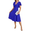 image:imageLYANER Womens Warp V Neck Ruffle Short Sleeve A Line Swing Flared Cocktail Party Midi DressDark Royal Blue