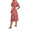 image:imageLYANER Womens Warp V Neck Ruffle Short Sleeve A Line Swing Flared Cocktail Party Midi DressFloral Wine Red