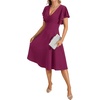 image:imageLYANER Womens Warp V Neck Ruffle Short Sleeve A Line Swing Flared Cocktail Party Midi DressMagenta