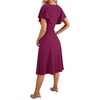 image:imageLYANER Womens Warp V Neck Ruffle Short Sleeve A Line Swing Flared Cocktail Party Midi DressMagenta