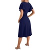 image:imageLYANER Womens Warp V Neck Ruffle Short Sleeve A Line Swing Flared Cocktail Party Midi DressNavy Blue